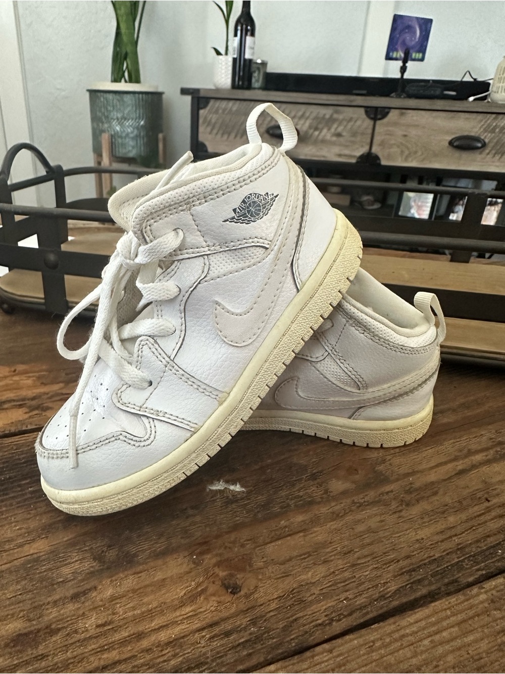 Jordan Kids Cream/White High-Top Sneakers